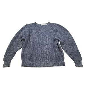 Country Road Womens XL Marled Knit Sweater Ramie Cotton Purple Teal Crewneck VTG